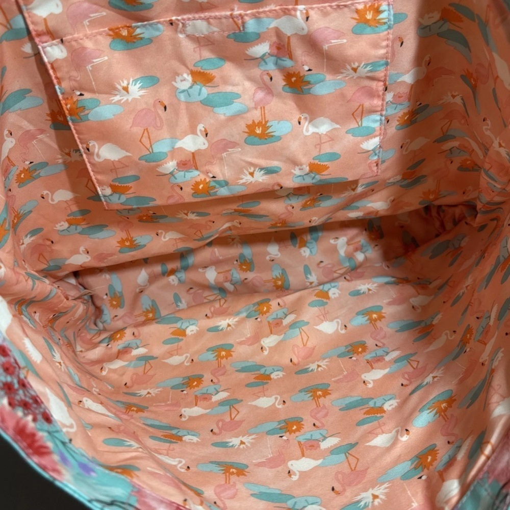 MATILDA JANE Relaxing Sunshine Pink Floral & Dots Oversize Tote Bag 19” Wide - Picture 6 of 16